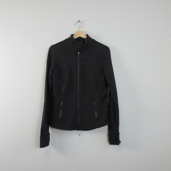 Lululemon Women Forme Jacket Zip Up 10 Black Zipped Pockets Athletic Outdoor 394 - Picture 1 of 9